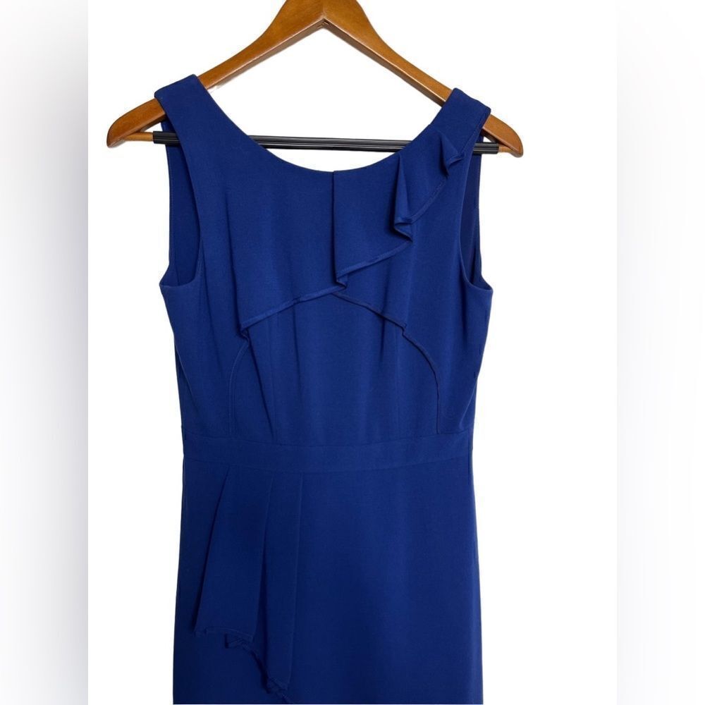 BCBG MaxAzria Ruffle Knee Length Shift Dress Blue Depth Size 6